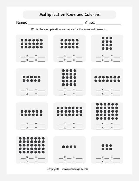 array worksheet year 1 - Google Search Singapore Math 3rd Grade, Array Math, Array Worksheets, Multiplication Arrays, Multiplication Worksheet, Basic Multiplication, Repeated Addition, Grade 6 Math, Teaching Multiplication