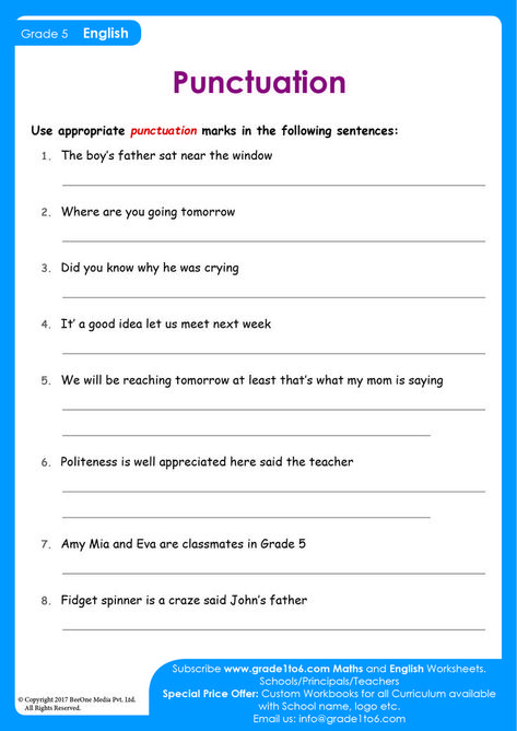 Grade 6 English Worksheets Activities, Punctuation Worksheets For Grade 1, Grade Six English Worksheets, English Worksheets For Grade 4 And 5, Year 5 English Worksheets, Punctuation Worksheets 5th Grade, Grade 5 English Worksheets Activities, Punctuation Worksheets For Class 1, English Worksheets For Grade 6