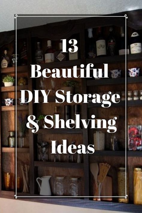 13 Beautiful DIY Storage & Shelving Ideas - Give your shelving a lovely update with these 13 gorgeous upcycled shelving projects. #diy #shelving #storage #diystorage #shelving #diyshelving #diy #creative #upcycle Cool Shelving Ideas, Cheap Shelving Ideas, Storage Shelving Ideas, Diy Wall Storage, Diy Shelving Unit, Diy Shelving Ideas, Storage Shelves Diy, Diy Cubby, Diy Display Shelf