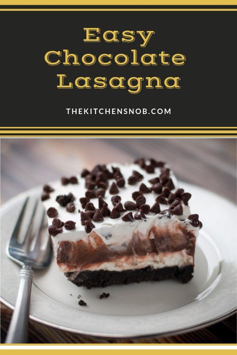 Super easy chocolate lasagna recipe! Bite into luscious soft layers of chocolate and cream with an Oreo crust! So good. #chocolatedesserts #dessert #easydesserts #oreodesserts Chocolate Lasagna Recipe Easy, Dessert Auction Ideas, Easy Chocolate Lasagna, Soft Desserts, Chocolate Lasagna Dessert, Lasagna Cake, Oreo Lasagna, Dessert Auction, Lasagna Dessert