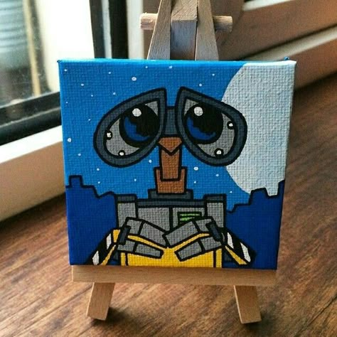 Pixar Paintings Easy, Disney Character Paintings On Canvas, Disney Canvas Paintings, Tiny Paintings, Mini Toile, Disney Canvas Art, Disney Canvas, Disney Paintings, Funny Paintings