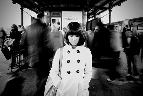 I want to try something different, like this where you stand still in a crowd of moving people! :) Person Photography, Moving Backgrounds, Slow Shutter Speed, Slow Shutter, Magazine Collage, Peacoats, Movie Shots, Black Person, Photography Subjects