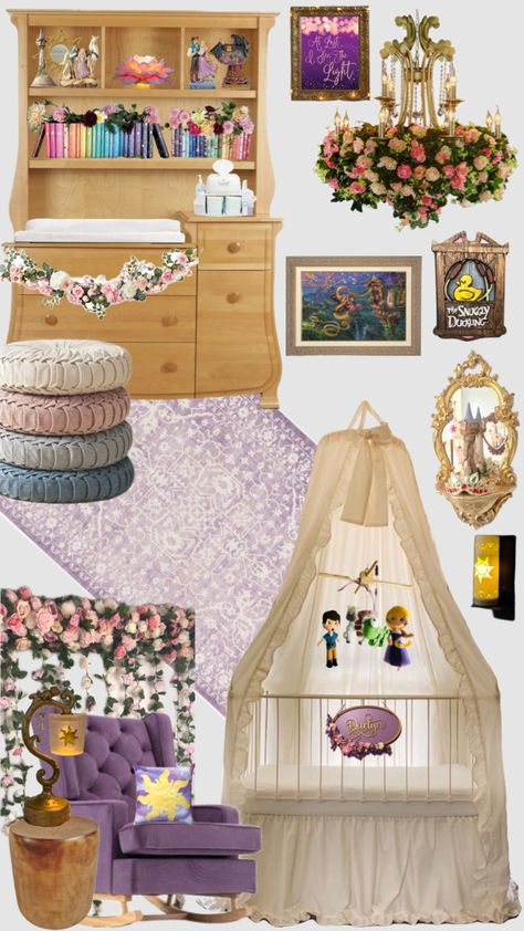 Tangled Nursery #tangled #tanglednursery #rapunzel #tangledaesthetic #disney #nurseryinspo #nursery Tangled Inspired Nursery, Tangled Bedroom Aesthetic, Tangled Themed Nursery, Tangled Inspired Room, Rapunzel Themed Room, Maeve Nursery, Tangled Nursery Theme, Tangled Room Decor, Rapunzel Room Decor