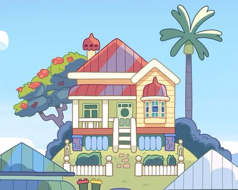 The Heeler Family's House | Bluey Wiki | Fandom Bluey Cartoon Houses, Bluey Bingo House, Bluey Bingo Background, Heeler Family Bluey, Bluey House Cartoon, Bluey House Background, Bluey Heeler House, Bluey Scenery Wallpaper, Blue House Cartoon