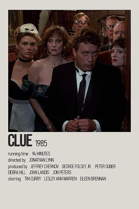 Clue The Movie Poster, Clue Polaroid Poster, Clue Movie Aesthetic, Movie Nerd Aesthetic, Mystery Movies To Watch, Clue Movie Poster, Clue Aesthetic, Clue Poster, Clue Movie