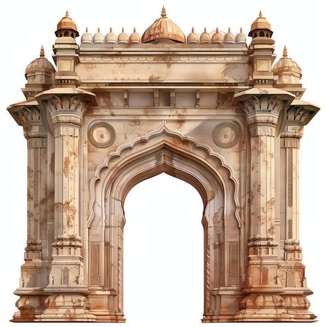 Indian Gate, Indian Arch, Temple Door, Illustration Realistic, About India, Indian Illustration, Indian Temple, Vector Background Pattern, Free Business Card Mockup