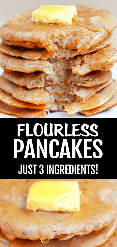 Low Calorie Pancakes, Flourless Pancakes, 3 Ingredient Pancakes, Vegan Banana Pancakes, Vegan Pancake Recipes, Pancakes Vegan, Pancake Calories, Cake Vegan, Vegan Pancakes