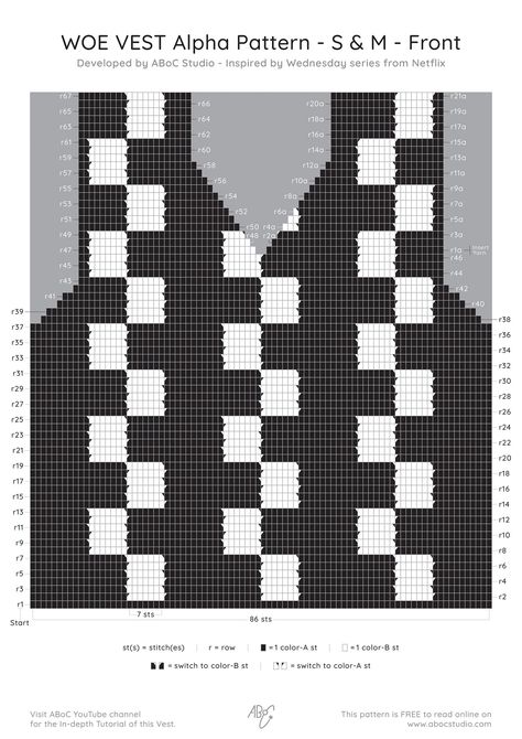 Woe Vest FREE Crochet Pattern — ABoC Studio Crochet Vest Alpha Pattern, Diy Crochet Sweater Vest, Sweater Vest Crochet Pattern Free, Wednesday Vest, Aboc Studio, Vest Free Pattern, Crochet Vest Pattern Free, Wearable Crochet, Wednesday Series