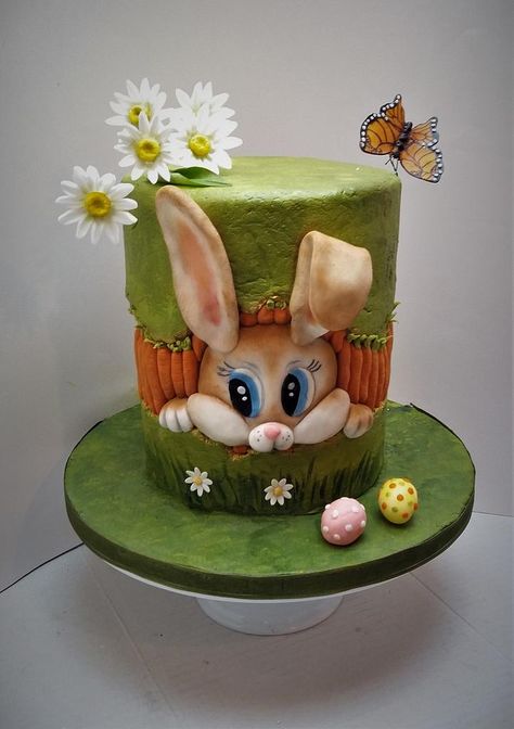 Fault Line Cake, Easter Bunny Cake, Rabbit Cake, Spring Cake, Animal Cakes, Bunny Cake, Baby Birthday Cakes, Novelty Cakes, Easter Dessert