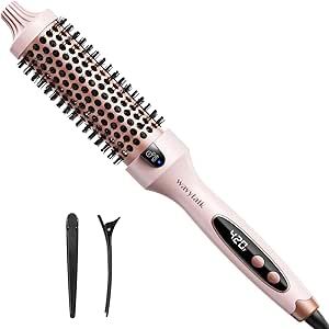 Wavytalk Thermal Brush, 1.5 inch Heated Round Brush for Blowout Look, Dual Voltage, Pink, Sakura, Tourmaline Ceramic, Negative Ion Technology, 5 Temperature Settings Wavy Talk Thermal Brush, Thermal Brush Blowout, Wavytalk Thermal Brush, Heated Round Brush, Blowout Look, Thermal Brush, Hot Brush, Pink Sakura, Roller Brush