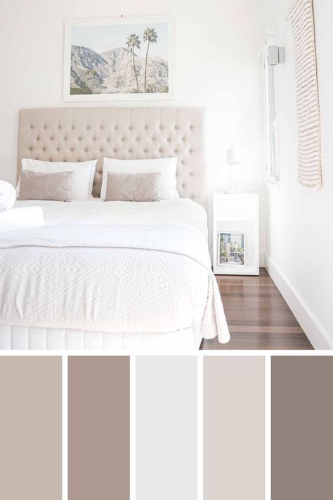 Neutral Color Curtains Bedroom Ideas, Beige Bedroom Color Scheme, Soft Bedroom Colors Colour Palettes, Transitional Bedroom Paint Colors, Bedroom Ideas For Small Rooms Women Color Schemes Colour Palettes, Bedroom Colours For 2023, Beige Walls Bedroom Colour Palettes, White Furniture Bedroom Colour Schemes, Calm Bedroom Ideas Colour Schemes