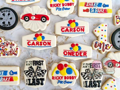 #talladeganights #racecarbirthday #nascar #firstbirthdayparty Talladega Nights Birthday, Baby First Birthday Themes, First Birthday Cookies, Talladega Nights, Ricky Bobby, Boys First Birthday Party Ideas, Boys 1st Birthday Party Ideas, Baby Birthday Themes, Race Car Birthday Party