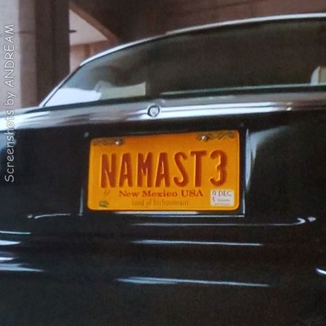 Saul sees Howard's vanity plate. 'Namaste meaning: I bow to you.' BETTER CALL SAUL  (2020) Howard Better Call Saul, Better Call Saul Howard, Better Call Saul Aesthetic, Saul Goodman Aesthetic, Better Call Saul Art, Desk Prints, You Better Call Saul, Ppt Aesthetic, Namaste Meaning