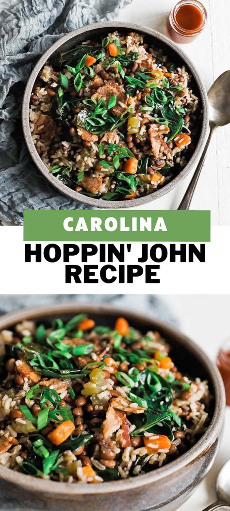 Hoppin John Recipe With Bacon, Hoppin Johns Recipe Southern Style, Hoping John Recipe, Hoppin John Recipe Southern Style, America Recipes, Gf Soups, Hoppin John Recipe, Ham And Green Beans, Southern Foods