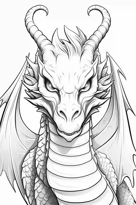 Cool Dragon Drawings, Dragon Head Drawing, Dragon Coloring Pages, Dragon Coloring, Dragon Face, Dragon Coloring Page, Dragon Sketch, Cool Dragons, Free Adult Coloring Pages