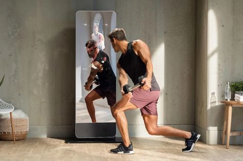 This home gym comes with a smart fitness mirror designed to help you workout like a pro! | Yanko Design Workout Mirror, Dumbbell Workout At Home, Pallets For Sale, Gym Mirrors, Smart Mirror, Ultimate Workout, Home Workout Equipment, Workout Playlist, Resistance Band Exercises