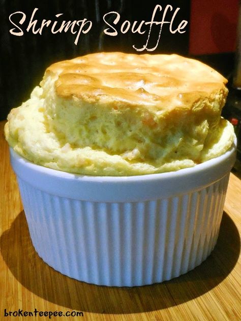 Shrimp Souffle with Sauce Recipe - A Delicious Seafood Dinner Frisee Salad, Pantry Recipe, Shrimp And Eggs, Souffle Recipes, Souffle Dish, Shrimp Sauce, Party Starters, Seafood Dinner, Watercress