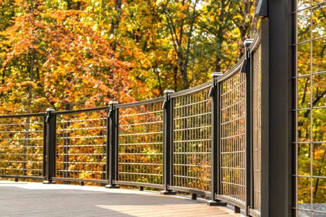 Curved Railing Inspiration | Trex Trex Railing, Metal Deck Railing, Stair Paneling, Deck Railing Systems, Curved Railing, Deck Railing Design, Vinyl Railing, Solar Post Caps, Deck Framing