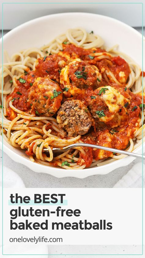 These easy homemade gluten-free meatballs are tender, juicy & SO full of flavor. And, there are so many delicious ways to serve them--we've got gluten-free meatball subs, gluten-free spaghetti and meatballs, low carb options and more. (Plus, we're spilling the secret to tender gluten-free meatballs every time--and it's EASY!) Gluten Free Meatball Subs, Gluten Free Spaghetti And Meatballs, Gf Meatballs, Meatballs Low Carb, Gluten Free Meatballs Recipe, Low Carb Options, Meatballs Baked, Gluten Free Meatballs, Baked Meatballs