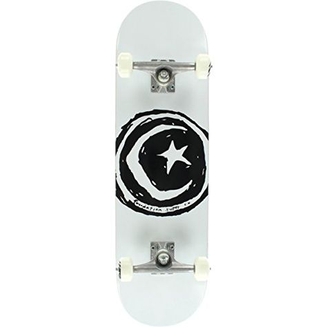 Foundation Skateboards Star and Moon White Complete Skateboard  825 x 32 ** You can find more details by visiting the image link. Foundation Skateboards, Outdoor Biking, Deck Size, Cool Skateboards, Star And Moon, Complete Skateboards, Star Moon, Magical World, Moon Design