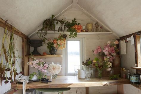 Tamara Hall, Florist Workshop, Flower Drying, Florist Studio, Potting Benches, Flower Shop Decor, Wild Bunch, Shed Interior, Studio Inspiration