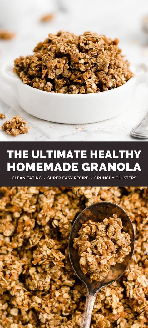 Eating Low Calorie, Low Calorie Granola, Cinnamon Granola Recipe, Granola Calories, Healthy Homemade Granola Recipe, Sugar Free Granola, Healthy Homemade Granola, Homemade Granola Recipe, Easy Homemade Granola