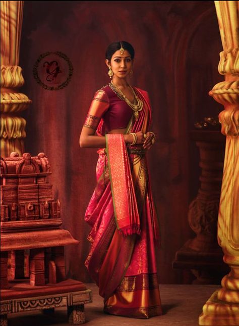 How To Style Kanjivaram Saree, Royal Look In Saree, Ravi Varma, Clothes Drawing, Bride Ideas, Royal Indian, Saree Wearing, Saree Wearing Styles, India Style