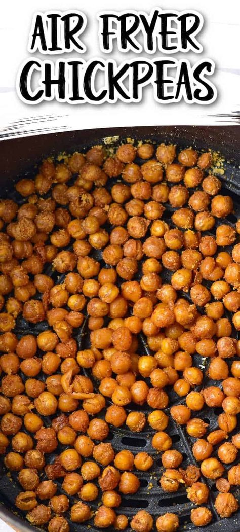 If you're looking for a flavorful, crunchy, addictive snack that is also healthy you need to try these crispy air fryer chickpeas! Crispy roasted chickpeas can be made in minutes with the air fryer so you can enjoy this tasty snack anytime! Chickpeas Crispy, Crispy Air Fryer Chickpeas, Air Fryer Chickpeas, Crispy Roasted Chickpeas, Toasted Chickpeas, Chic Peas, Fiber Snacks, Chickpea Snacks, Eating Well Recipes