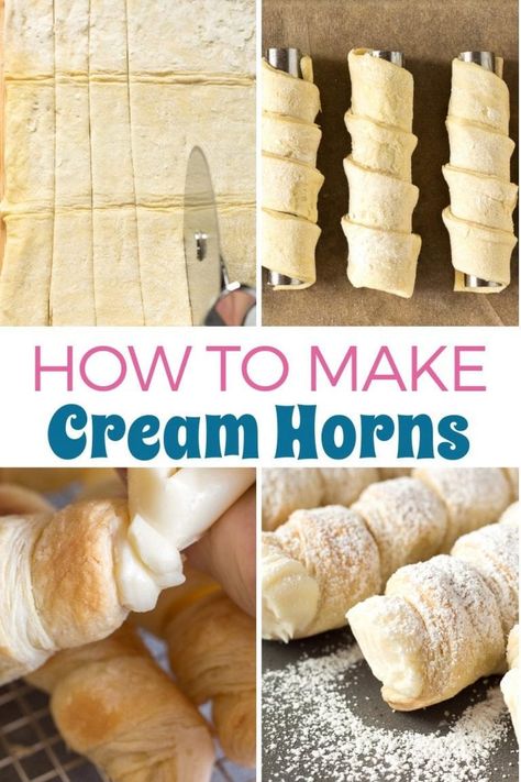 Puff Pastry Cream Horns Recipe, Puff Pastry Horns Recipe, Lady Locks Filling Recipe, Lady Locks With Puff Pastry, Lady Lock Filling, Lady Lock Filling Recipe, Puff Pastry Cream Horns, Cream Horns Recipe, Easy Xmas Dessert