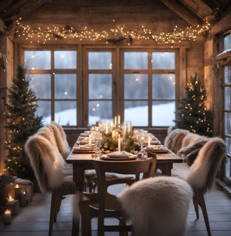 Christmas Dinner Aesthetic, Christmas Chandelier Decor, Farmhouse Kitchens, Magical Winter, Beautiful Dining Rooms, Christmas Interiors, Christmas Room Decor, Christmas Nativity Scene, Cozy Room Decor