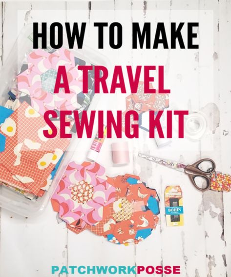 How To Make A Travel Sewing Kit Tutorial And Video - such a great idea for keeping the project all together and out of the weather! Sewing Kit Tutorial, Hot Pads Tutorial, Hexagon Quilting, Travel Sewing Kit, Easy Girl, Purse Ideas, I Spy Quilt, Sewing Vintage, Travel Sewing