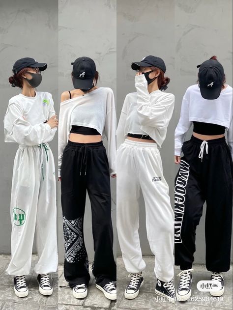 Street Wear Dance Outfit, Outfit For Dancers Hip Hop, Off Duty Dancer Style, Hiphop Dance Outfit Black And White, Dance Outfit Inspiration, Black And White Sporty Outfit, Zumba Outfits For Women Aesthetic, Dancer Casual Outfits, Hip Pop Outfit Ideas Women