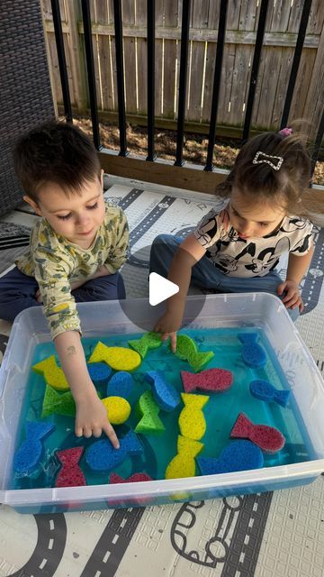 Desiree Blanchard, M.H.K | Baby & Toddler Play on Instagram: "🐠🎣 Let’s go fishing! Try this easy-play idea on a warm sunny day! ✨FOLLOW✨ button to continue learning more! 🧚‍♂️  To recreate this activity, cut some sponges like fish and add them to a water tray. Add blue food colouring (optional). Use small nets to catch the fish! That’s it. We love this activity for all ages! Even babies who want to play in the water with the fish sponges! 🌈  ➡️Don’t forget to check my “Activities and Milestones Caregiver Guides” - link in bio! ✨  👶🏻👶🏽👶🏾 Activity is recommended for babies+. Supervision is always required. ⚠️  • • •  #momssupportingmoms #newmomsupport #momoflittles #babysfirstyear #grossmotordevelopment #babydevelopment #babymilestones #mommyandmetime #tummytimefun #newmomsupport # Sponge Activities For Toddlers, Blue Colour Day Activities For Kids, Blue Colour Activity For Preschool, Blue Day Activity, Blue Activities For Toddlers, Water Day Activities For Kids, Blue Day Activities Preschool, Fish Activities For Preschool, Water Play For Toddlers