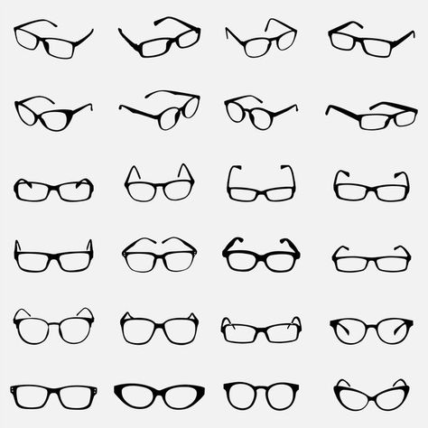 Tiny Glasses Tattoo, Glasses Frames Drawing, Glasses Tattoo Ideas Eye, Optician Tattoo Ideas, Eyes With Glasses Drawing, Eyeglass Tattoo, Eye Glasses Tattoo, Spectacles Illustration, Glasses Tattoo