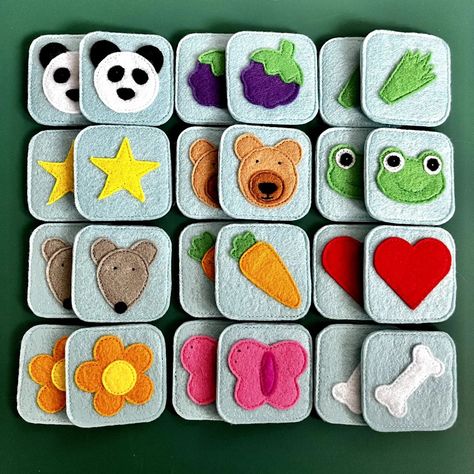 #montessori #memory #felt #handmade | Instagram Felt Montessori, Quilted Christmas Gifts, Felt Games, Felt Toys Diy, Felt Food Diy, Felt Kids, Kids Clothes Diy, Felt Toys Patterns, Diy Quiet Books