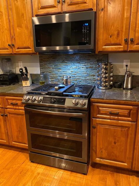 Oven Backsplash, Oven Backsplash Ideas, Stove Backsplash Shelf, Slide In Stove Backsplash, Stove Backsplash Brick, Stove Backsplash Ideas, Pattern Backsplash Behind Stove, Rustic Tile Backsplash Lowe's, Farmhouse Kitchen Backsplash Ideas