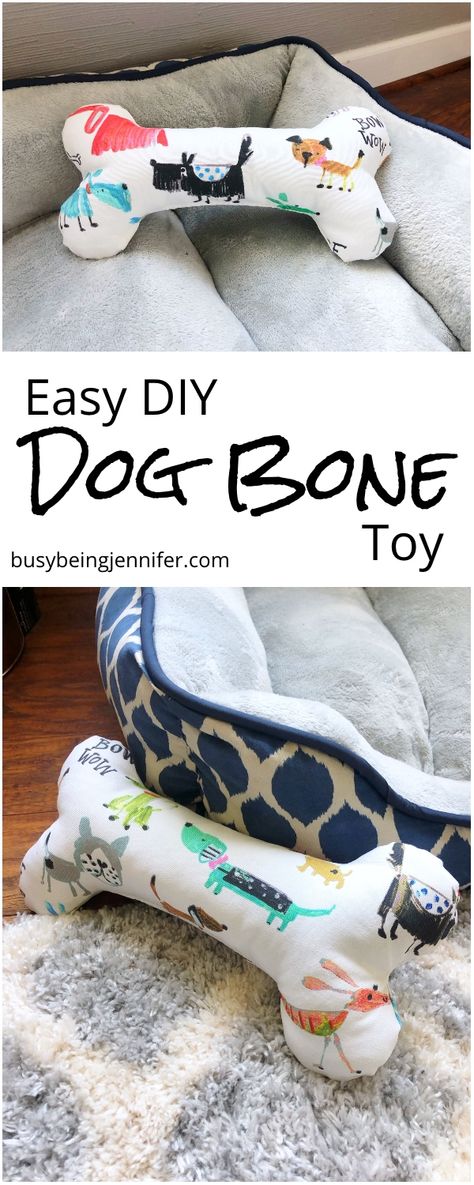 DIY Soft Dog Bone Toy - Busy Being Jennifer Dog Toys Sewing Patterns, Pet Toy Sewing Pattern, Dog Leashes Diy, Easy Sew Dog Toys, Diy Pet Toys Homemade Dog, Dog Soft Toy Patterns Free Sewing, Sewing Dog Toys Free Pattern, Dog Bone Pattern Free, Things To Sew For Your Dog