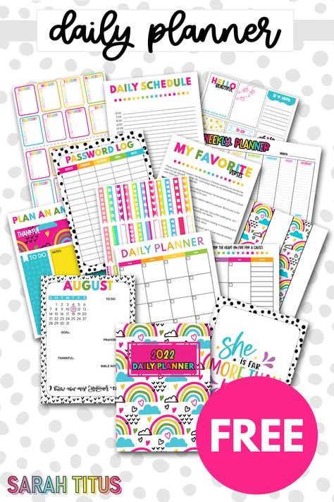 Free 2021 Daily Planner Printables - 530+ pages - Sarah Titus | From Homeless to 8-Figures Happy Planner Templates Free Printables, Free Life Planner Printables, 2023 Planner Printables Free, Free Planner Pages Printables, Daily Planner Pages Printable Free, Teacher Planner Printables Free, Happy Planner Printables Free, Free Happy Planner Printables, Free Daily Planner Printables