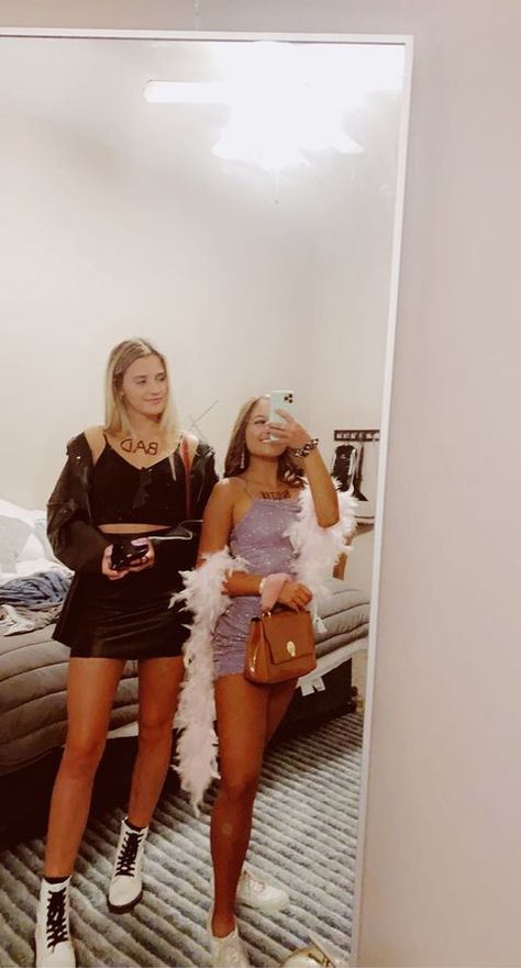 izzykallas | VSCO Bad And Boujee Halloween Costume, Friend Duo, Best Friend Halloween, Best Friend Halloween Costumes, Duo Costumes, Bad And Boujee, Video Editor, Halloween Costume, Party Themes