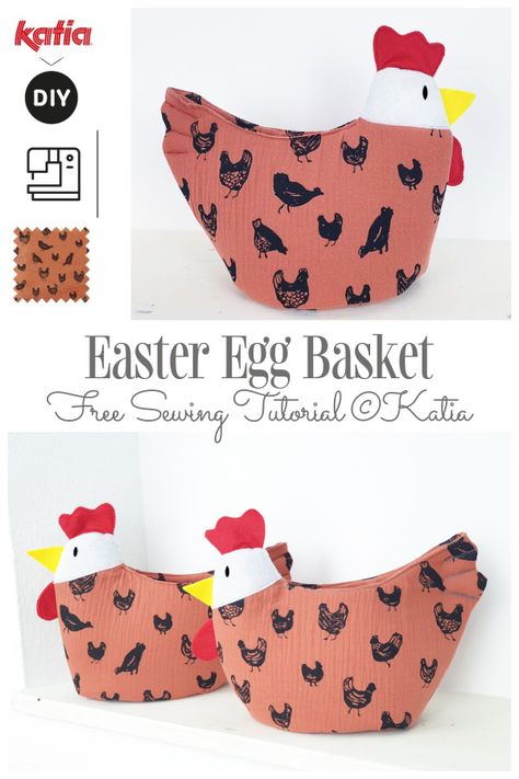 DIY Easter Chicken Egg Holder/Basket Free Sewing Patterns | Fabric Art DIY Fabric Chicken Basket Pattern, Egg Holder Diy, Chicken Sewing, Chicken Egg Holder, Basket Sewing Pattern, Fabric Art Diy, Easter Egg Holder, American Patchwork And Quilting, Easter Chicken