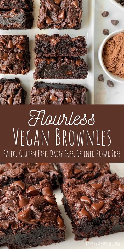 flourless vegan brownies Vegan Gluten Free Brownies Easy, Gluten Free Egg Free Brownies, Gf Dairy Free Brownies, Eggless And Gluten Free Desserts, Vegan Gf Brownies, Dairy Gluten Soy Free Recipes, Gluten And Dairy Free Green Bean Casserole, Vegan Applesauce Brownies, Best Gf Brownies