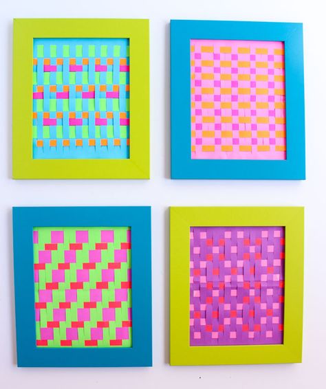 How to make woven paper art - a fun take on the classic paper weaving craft! Banig Weaving Paper, Paper Weaving Template, Weaving Paper Art, Paper Weaving Projects, Paper Weaving Patterns Design, Paper Weaving Art, Weaving Paper, Diy Projects For Adults, Scrapbook Paper Designs