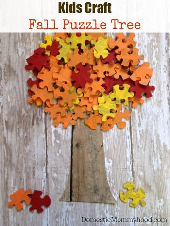 Looking for amazing ideas on what you can do with those odd and end puzzle pieces or that ruined puzzle because ONE piece is missing? Well, you can make many new creations from puzzle pieces and here's the ultimate list! Kids Craft Fall, Puzzle Piece Picture Frames, Puzzle Piece Art, Puzzle Tree, Puzzle Piece Crafts, Autumn Puzzle, Make Your Own Puzzle, Fun Fall Crafts, Puzzle Crafts