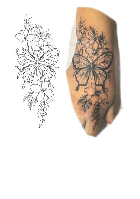 Butterfly Mandala Hand Tattoo, Shoulder Tattoos For Women Outline, Butterfly Hand Tattoo Stencil, Arm Tattoo Stencils For Women, Hand Tattoo Stencil For Women, Hand Tattoos Stencils, Tattoo Templates Stencil, Floral Butterfly Tattoo Design, Hand Tattoo Stencil