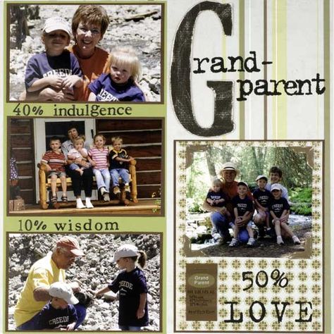 grandparents Scrapbook Ideas Grandparents, Great Grandparents Scrapbook Page, Grandchild Scrapbook Ideas, Grandparent Scrapbook Layouts, Grandparents Scrapbook Layout, Grandparents Scrapbook Pages, Senior Book, Scrapbook Family