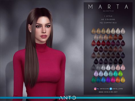 Anto - Marta (Hairstyle) - The Sims 4 Catalog Los Sims 4 Mods, Sims 4 Tsr, Sims 4 Black Hair, Pelo Sims, Sims 4 Teen, Sims 4 Dresses, Sims 4 Characters, Sims 4 Mm, The Sims 4 Download