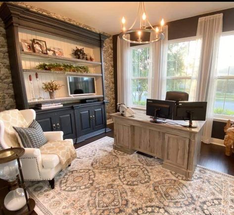 Rectangular Home Office Layout, Sitting Room With Desk Layout, Square Home Office Layout Ideas, Square Office Layout Ideas, Front Room Office And Sitting Area, Home Office Sitting Room Combo, Office Sitting Room Combo, Office With Couch And Desk, Dining Room Into Office