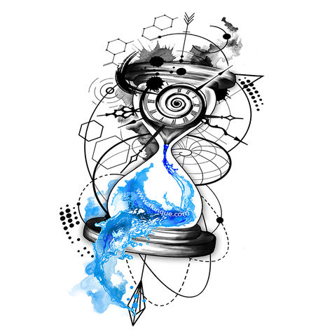 watercolor tattoo clock time hourglass fibonacci geometry abstract water ocean illustration commission - Contact me for custom design: https://www.skinque.com/commissions or hello@skinque.com Tattoo Clock, Fibonacci Tattoo, Geometry Abstract, Ocean Illustration, Hourglass Tattoo, Sleeve Ideas, Clock Tattoo, Water Ocean, Sleeves Ideas