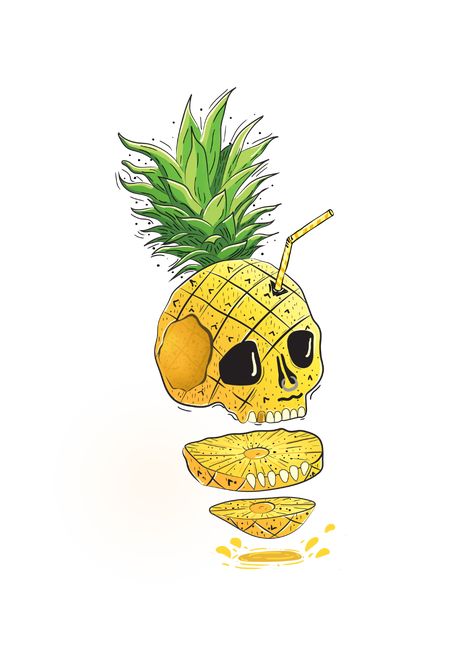 Pineapple Skull Art, Diy Pineapple Decor, Skull Fruit, Tooth Drawing, Golden Tooth, Pineapple Pictures, Pineapple Skull, Fashion Knowledge, Teeth Drawing