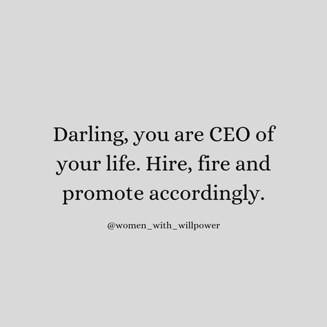 YOU ARE CEO OF YOUR LIFE💪💯🔥 Comment 💯 if you agree with me Follow @women_with_willpower for more Motivational and inspirational quotes #femalequotes #womenempowermentquotes #womenhelpingwomen #empowermentquotes #enterpreneurquotes #dailyinspirationalquotes #dailyinspiration #dailyimprovement #selfreflection #selfrealisation #ceomindset #selfhelp #emotionalquotes #ceo #motivateyourself #motivationalquotes #inspirationforwomen #dailypost #quotesforher #femalequotes #shequotes #courage #stop... Stronger Than Yesterday, Women Empowerment Quotes, She Quotes, Empowerment Quotes, Women Helping Women, Daily Inspiration Quotes, Motivation Inspiration, Motivate Yourself, Daily Inspiration